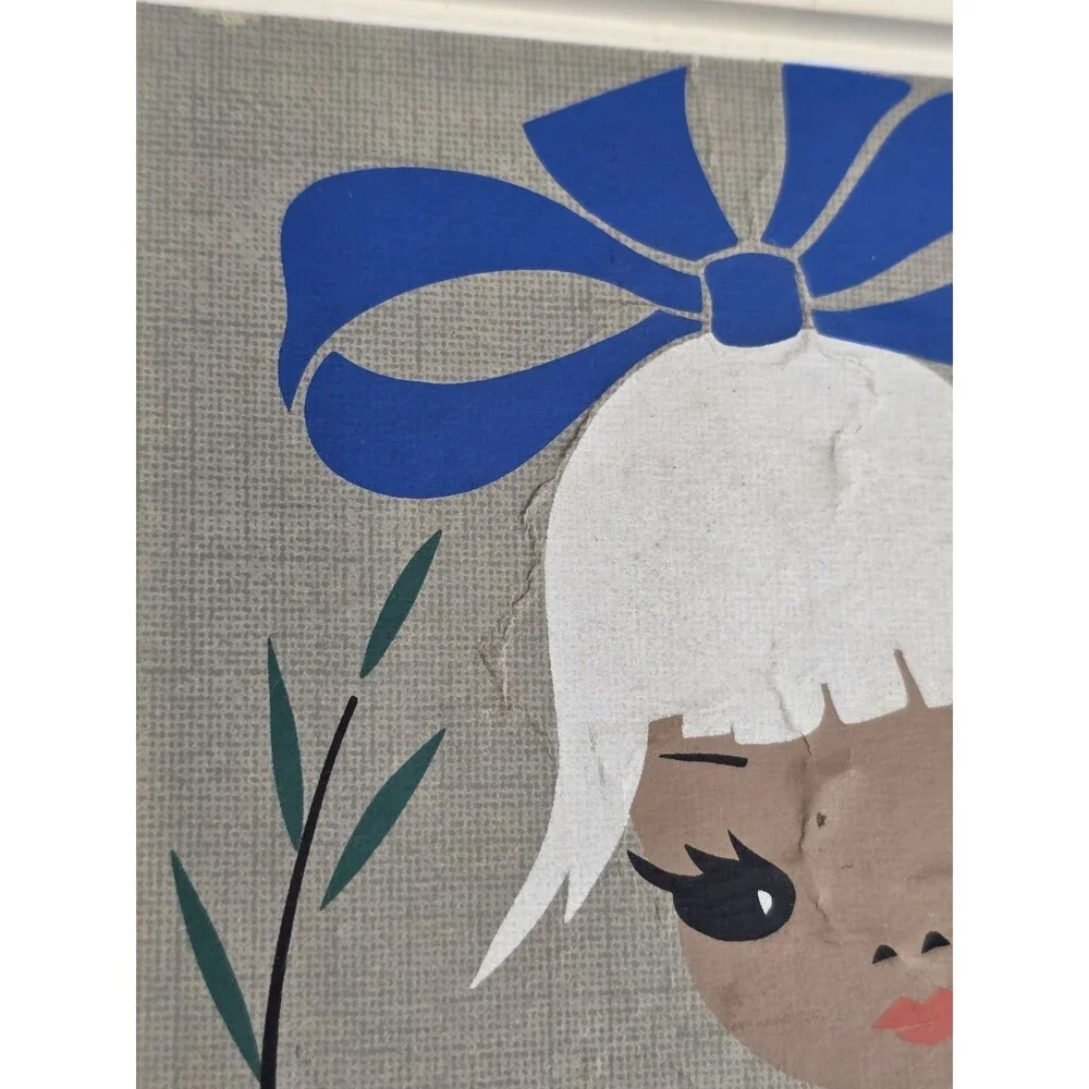 Vintage Tresor Verlag Wall Bank Mid Century Modern Big Eyes Girl Duck Flower Art